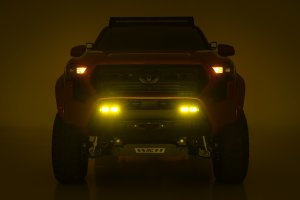 Toyota Tacoma LED Fog Light Kit - Rough Country - 3x1.75 Inch Black Series Slim Aux - Yellow - '24-'26